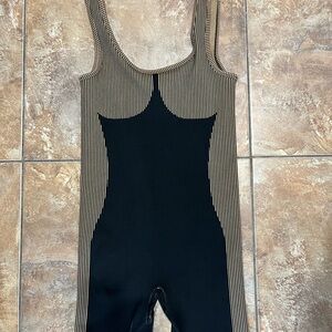 Forever 21 Black and Tan Striped Jumpsuit